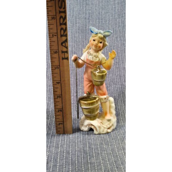 Vintage 1950's Porcelain Ceramic Girl with water Buckets Figurine - Picture 8 of 8